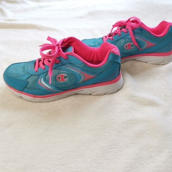 Champion Neon Blue and‎ Pink Sparkly Girls Running Shoe - Picture 5 of 8
